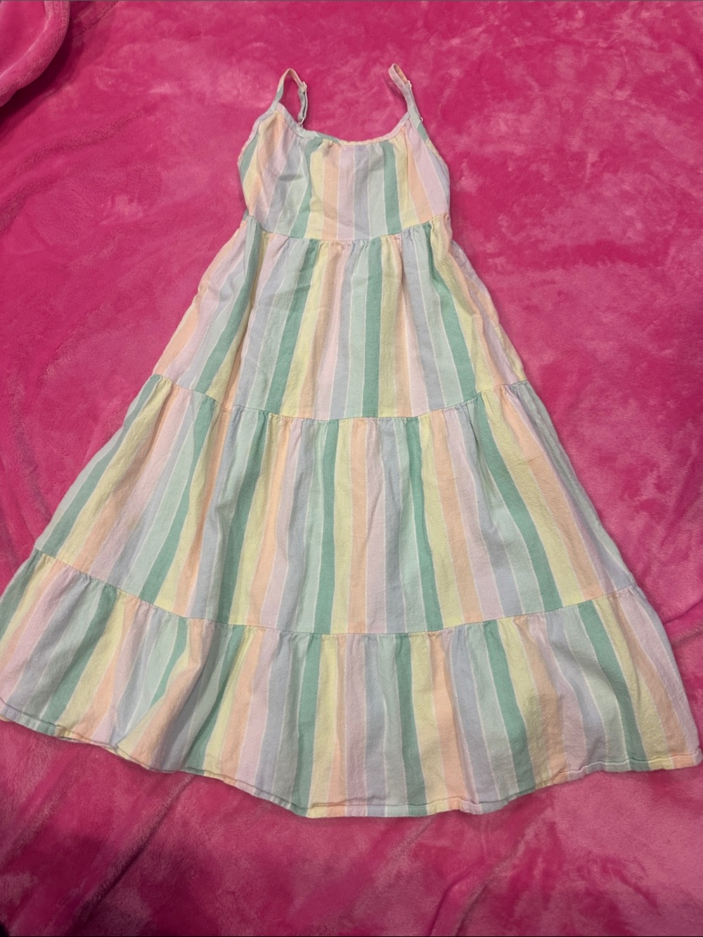 Cat & Jack Pastel Stripe Tiered Sundress - Mint, Yellow, Pink, Blue